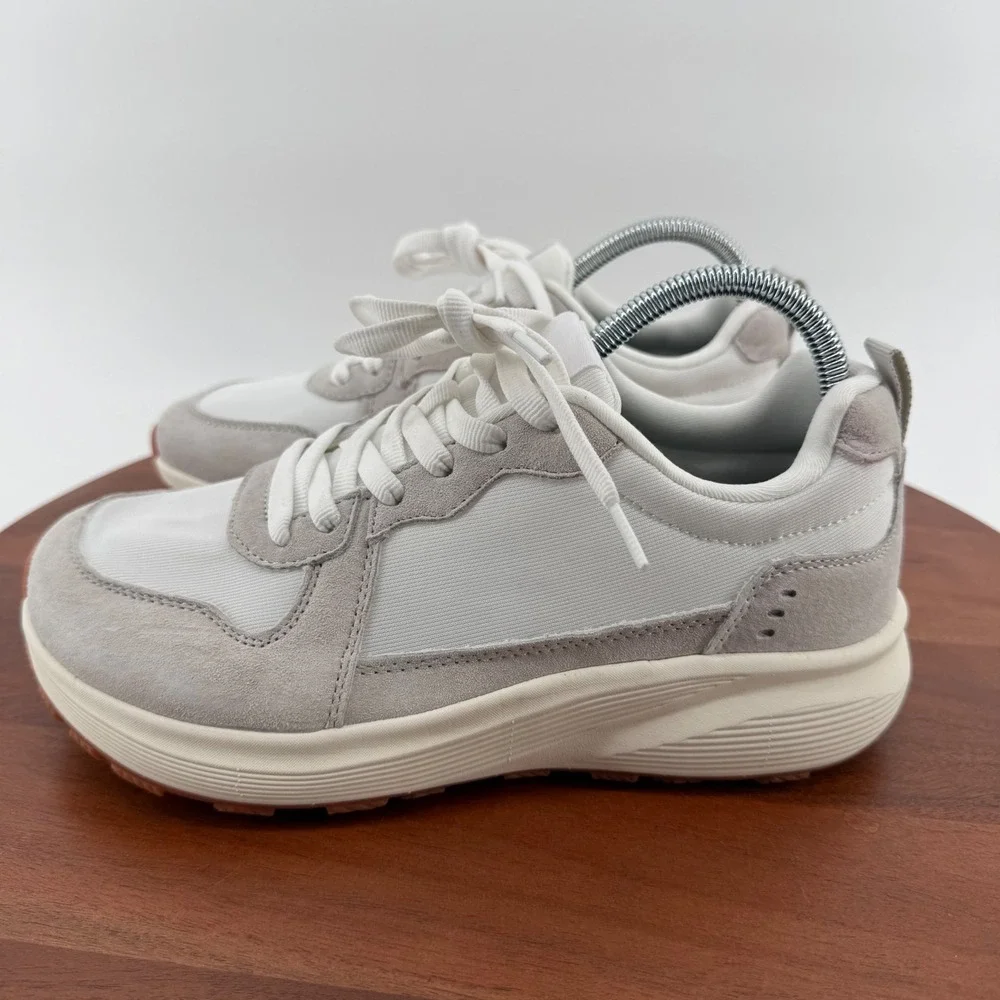 BRONAX S75 White Grey Suede Walking Lifestyle Sneakers EU 39 US Women 8 Men 6.5
